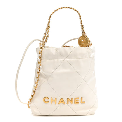 Chanel Shiny Calfskin Quilted Mini Chanel 22 White 1 of 15