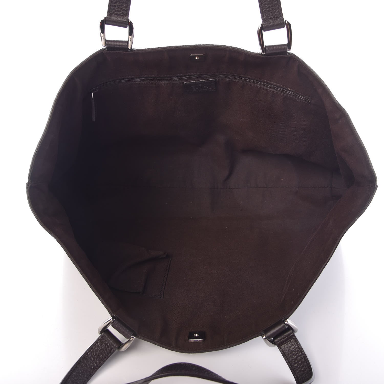 Gucci Denim Monogram Large Abbey Tote Dark Brown 5 of 10