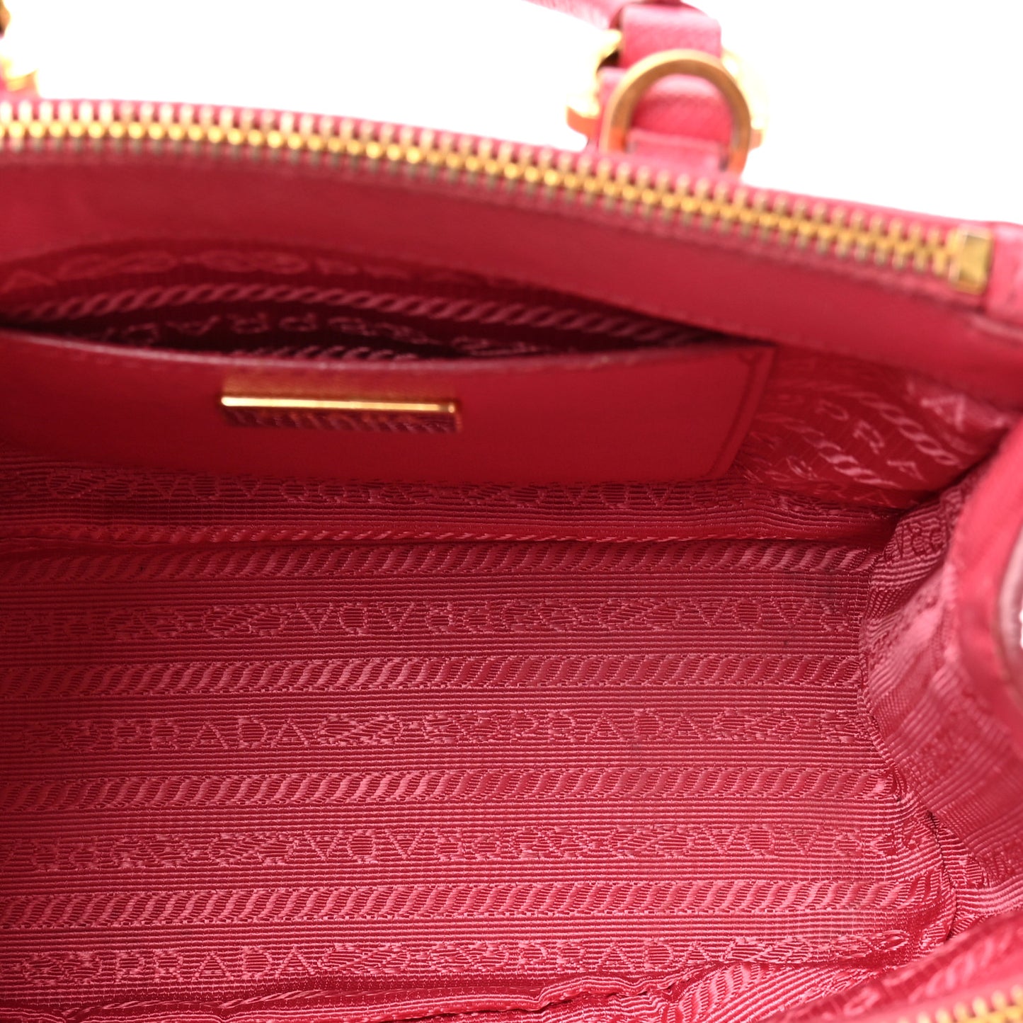 Saffiano Lux Micro Galleria Double Zip Tote Fuxia