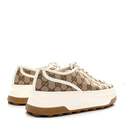 Gucci GG Monogram Womens 1977 Tennis Platform 52mm Sneakers 40 Beige Ebony Mystic White 5 of 7
