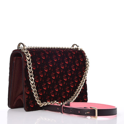 Christian Dior Velvet Monogram Print Medium Diorama Flap Bag Burgundy Red 3 of 7