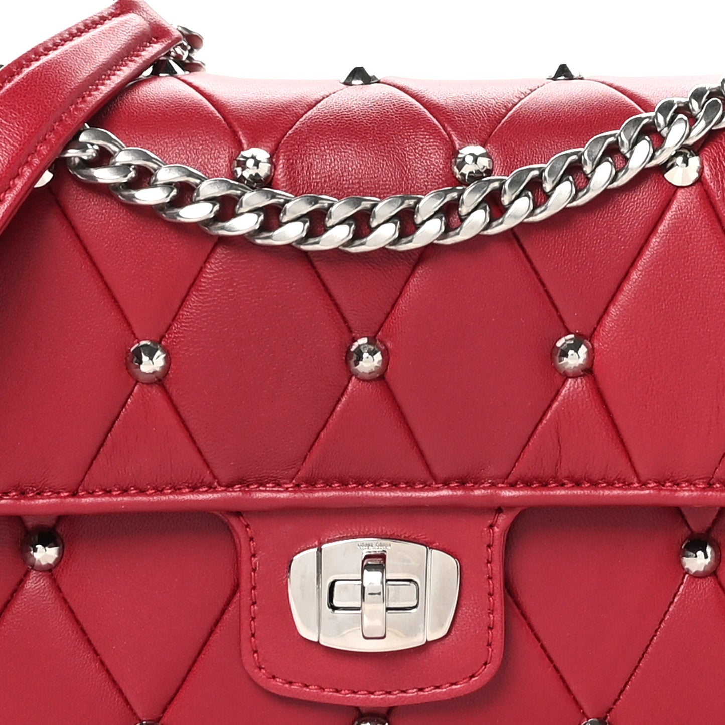 Pattina Nappa Crystal Studded Borchie Flap Bag Rubino