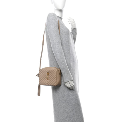Saint Laurent Calfskin Matelasse Monogram Lou Camera Bag Dark Beige 2 of 12