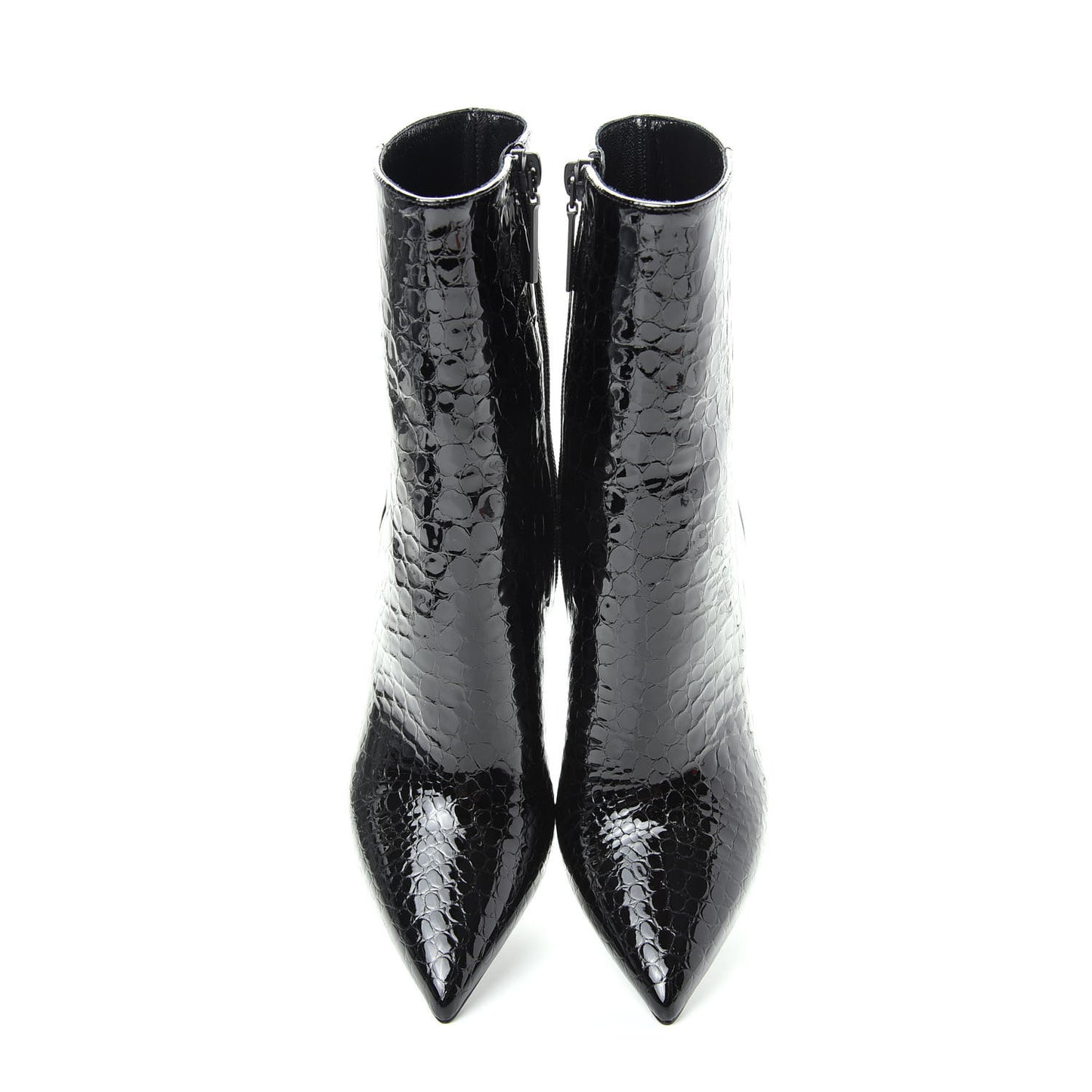 Alligator Embossed Patent Calfskin Opyum 110 Ankle Boots 36 Black