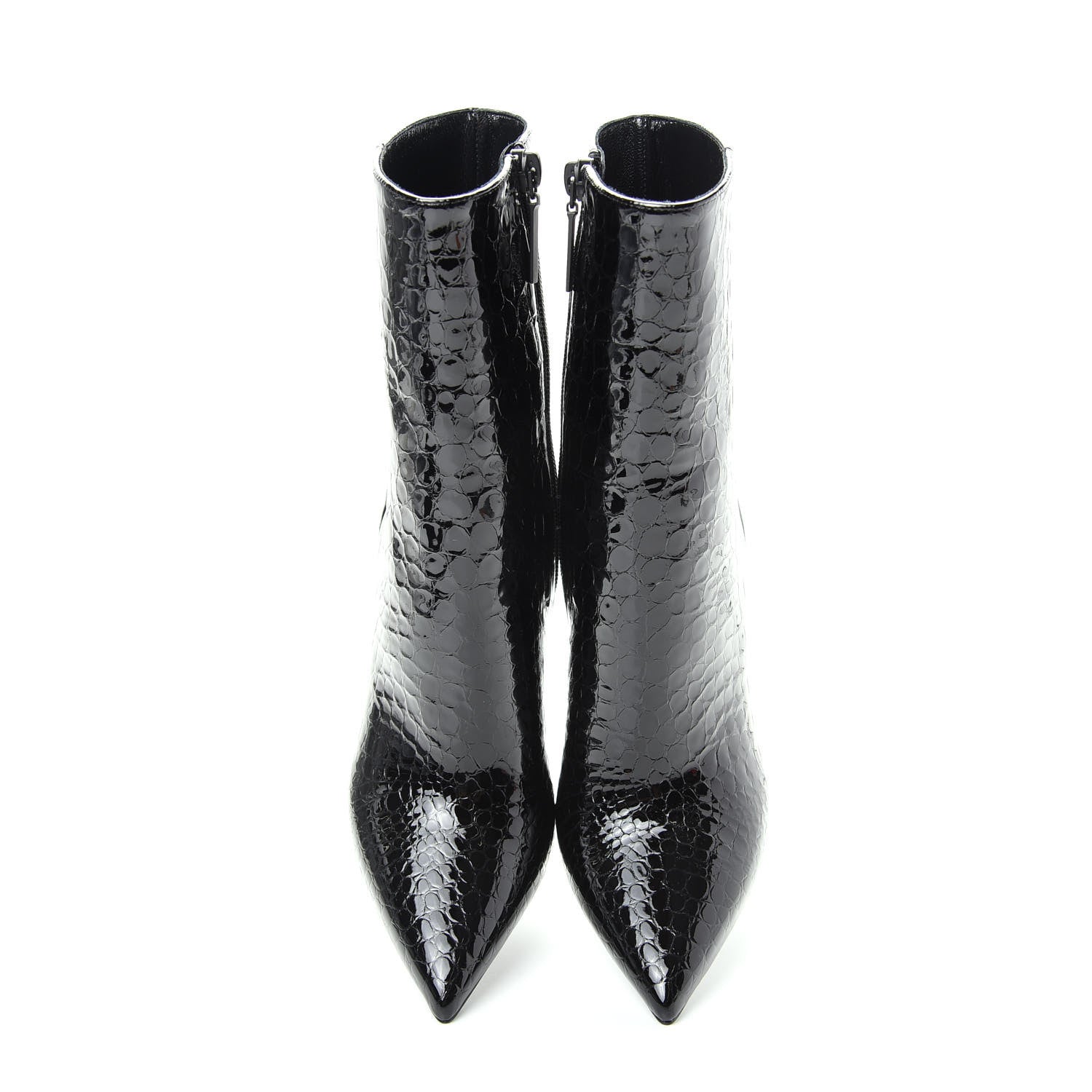Saint Laurent Alligator Embossed Patent Calfskin Opyum 110 Ankle Boots 36 Black 5 of 11