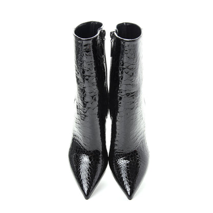 Saint Laurent Alligator Embossed Patent Calfskin Opyum 110 Ankle Boots 36 Black 5 of 11