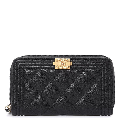 Chanel Caviar Quilted Small Boy Zip Around Wallet Black 1 of 9