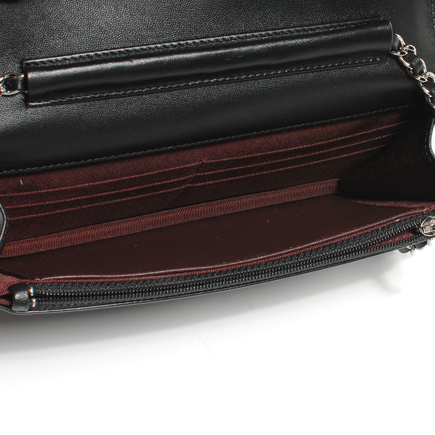 Lambskin Quilted Wallet On Chain Black