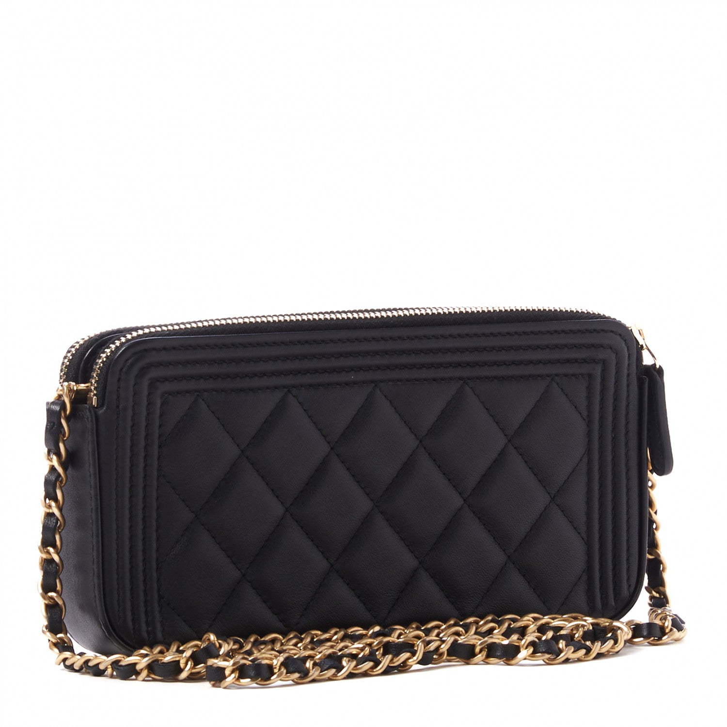 Chanel Calfskin Quilted Small Boy Clutch With Chain Black 3 of 11