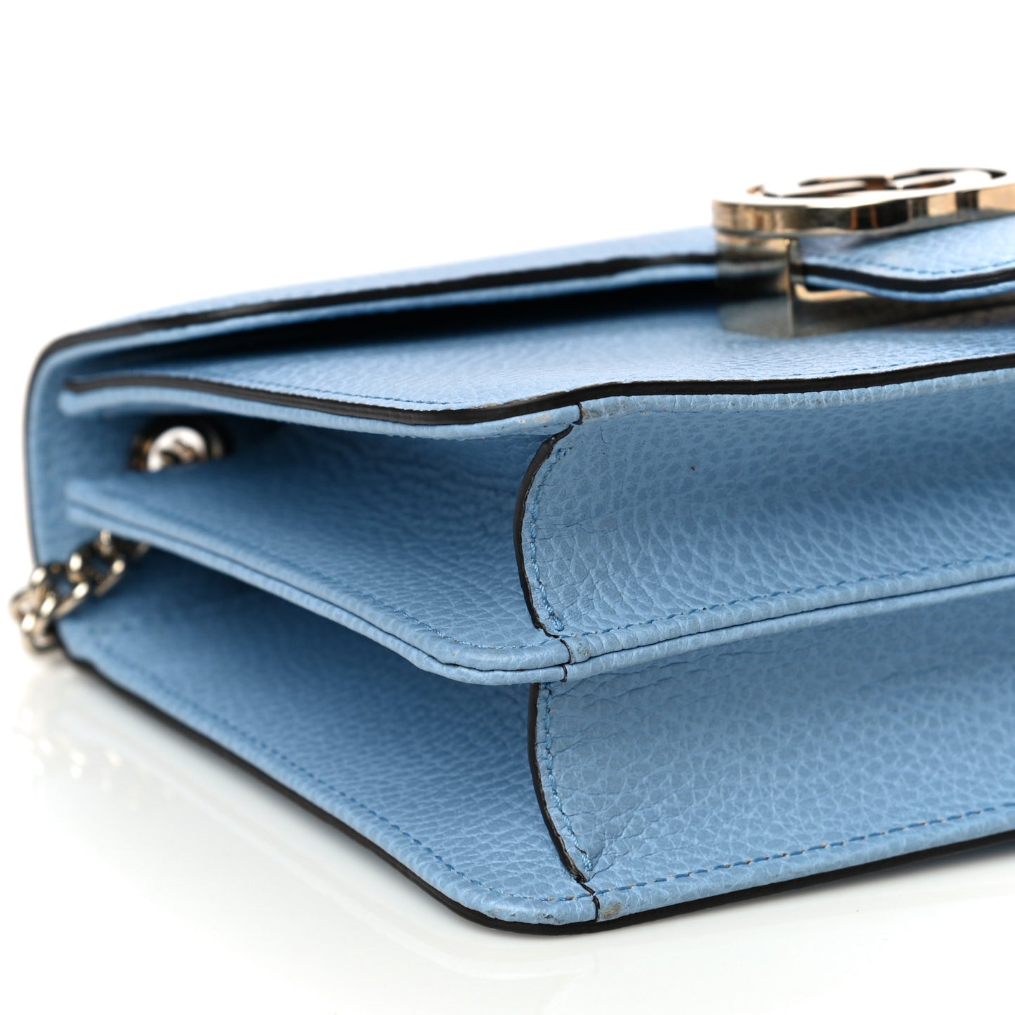 Dollar Calfskin Small Interlocking G Shoulder Bag Mineral Blue