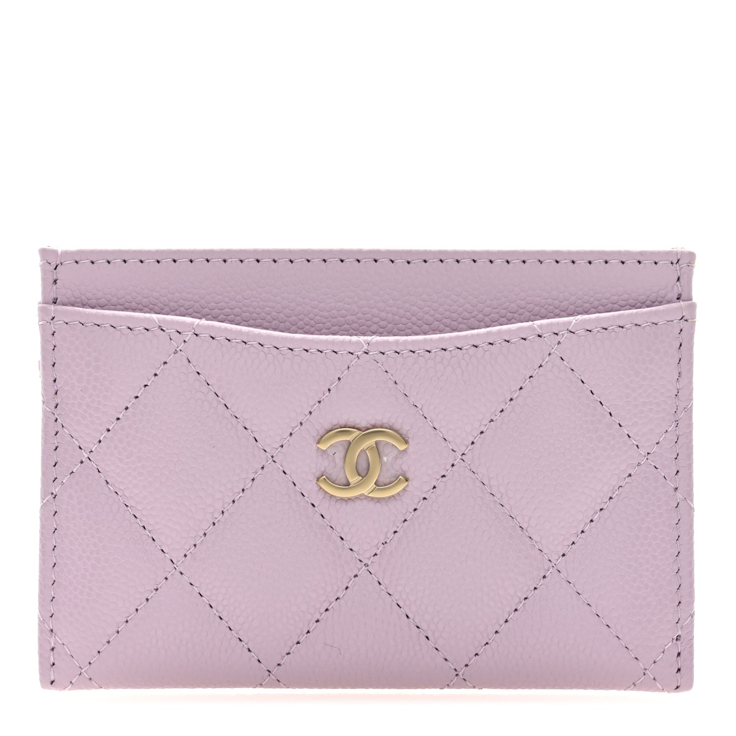 Caviar Quilted Card Holder Light Purple