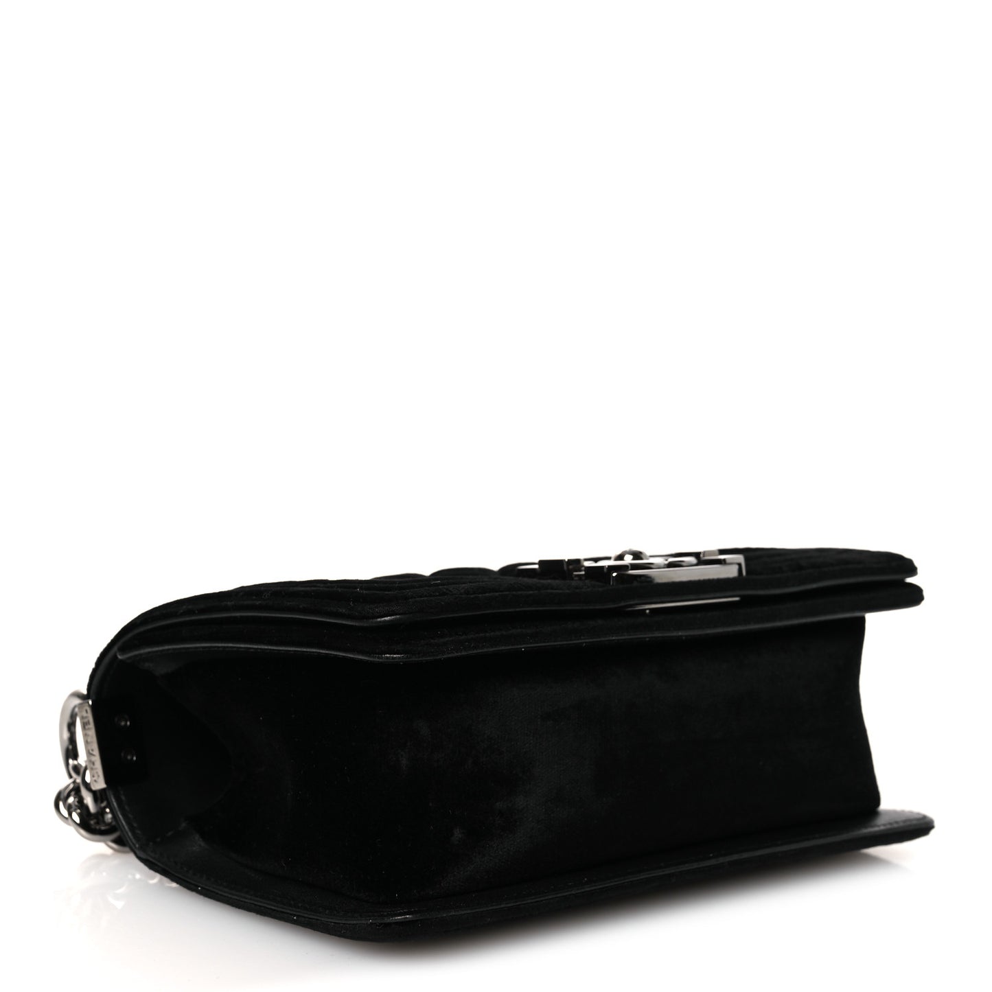 Velvet Quilted Small Boy Flap Black