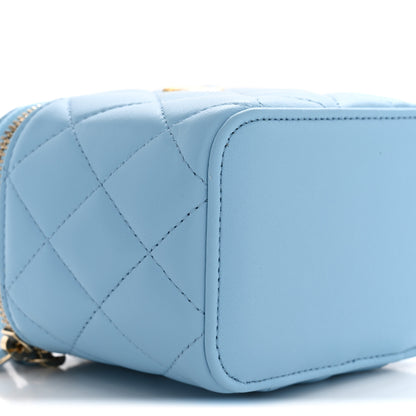 Chanel Lambskin Quilted Pearl Crush Mini Vanity Case With Chain Light Blue 9 of 11