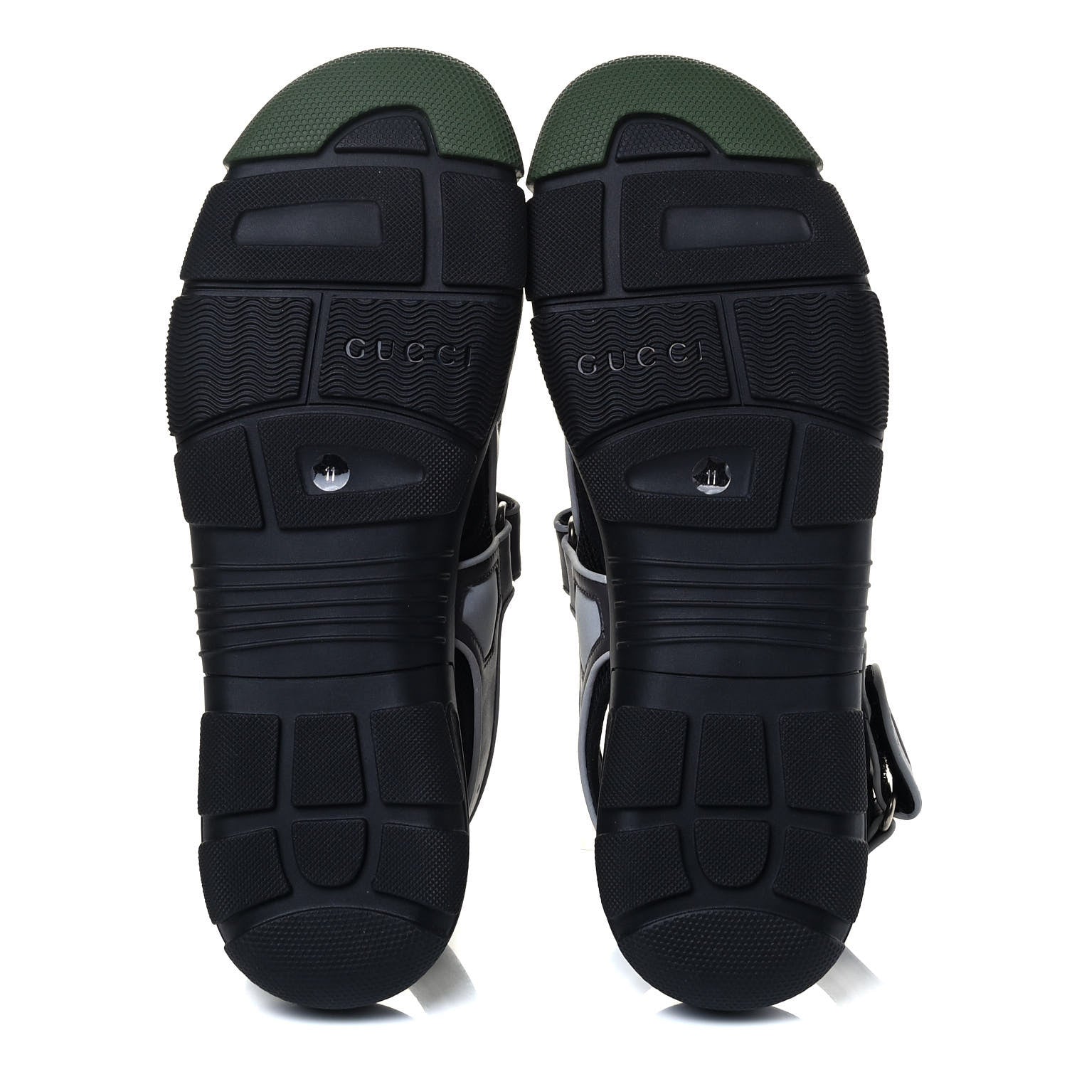 Gucci Mesh Fabric Mens Tinsel Sport Sandals 11 Black Silver Green 4 of 13