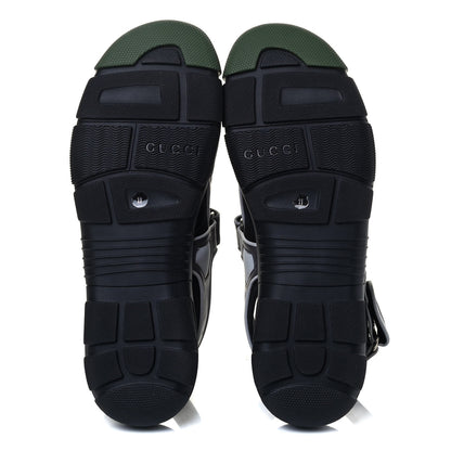 Gucci Mesh Fabric Mens Tinsel Sport Sandals 11 Black Silver Green 4 of 13