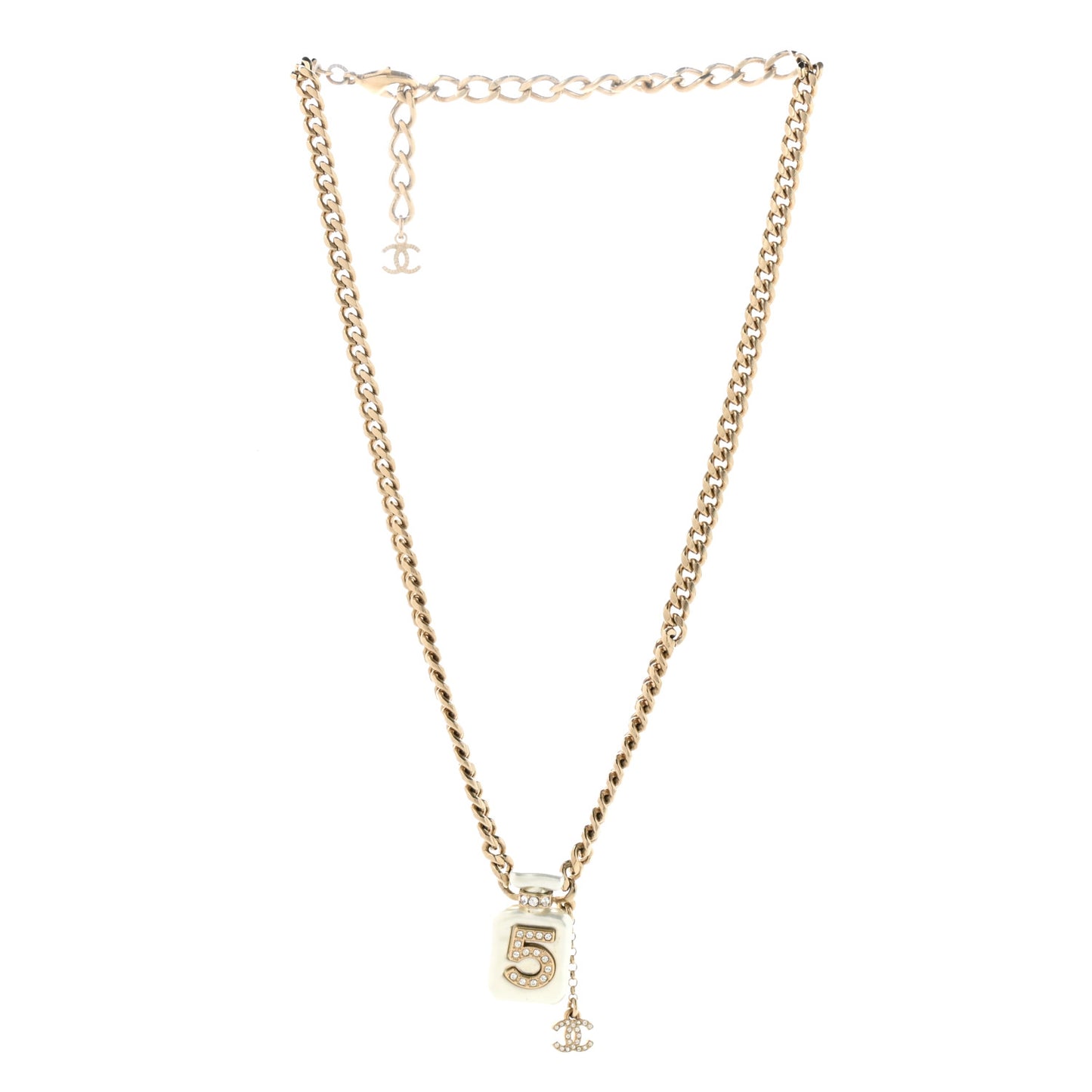 Resin Crystal CC No 5 Perfume Bottle Necklace