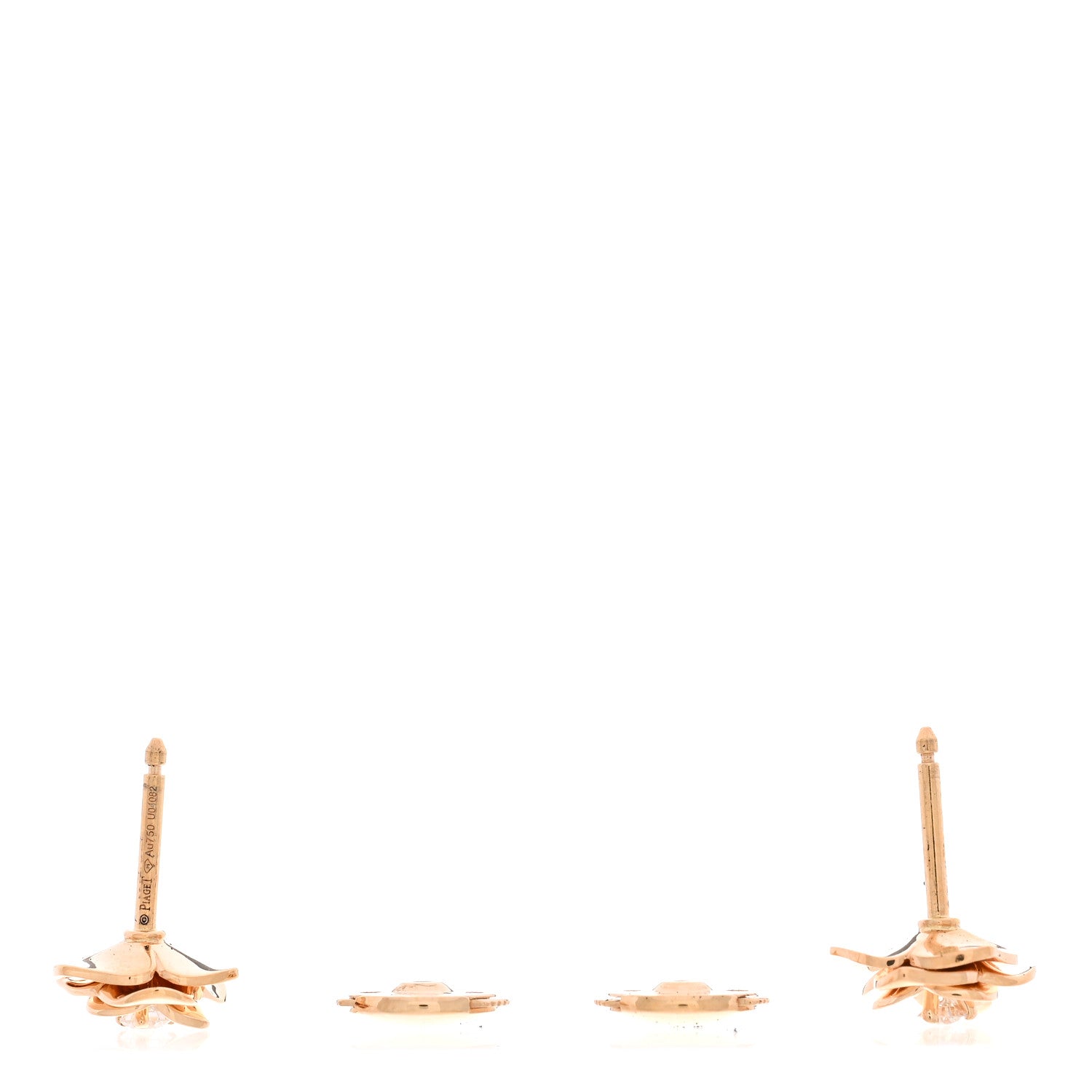 Piaget 18K Rose Gold Diamond Rose Earrings 3 of 5