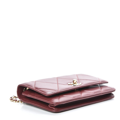 Chanel Lambskin Quilted Trendy CC Wallet On Chain WOC Dark Red 3 of 13