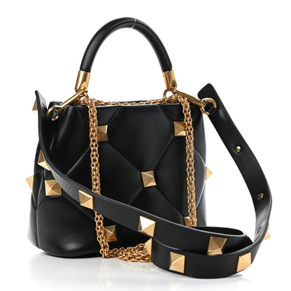 Valentino Garavani Nappa Small Roman Stud The Handle Bag Black 3 of 8