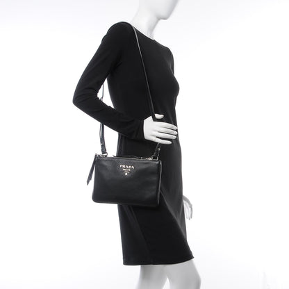 Prada Vitello Phenix Double Zip Crossbody Bag Black 2 of 6
