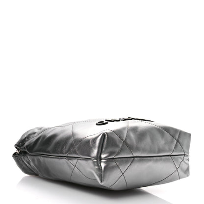 Chanel Metallic Shaded Calfskin Quilted Mini Chanel 22 Black Silver 4 of 11