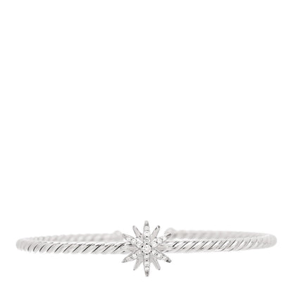 David Yurman Sterling Silver Diamond Starburst Cuff Bracelet 1 of 3