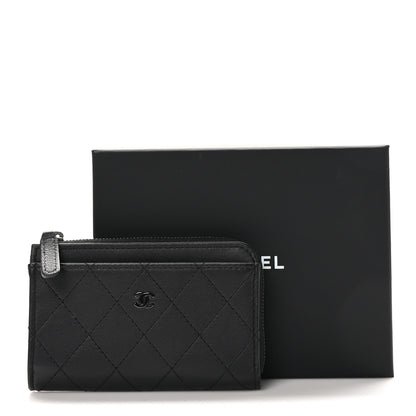 Chanel Lambskin Quilted Zip Card Holder So Black 9 of 9