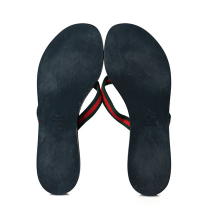 Gucci Nylon Calfskin Web Womens Thong Sandals 37 Green Red 5 of 8