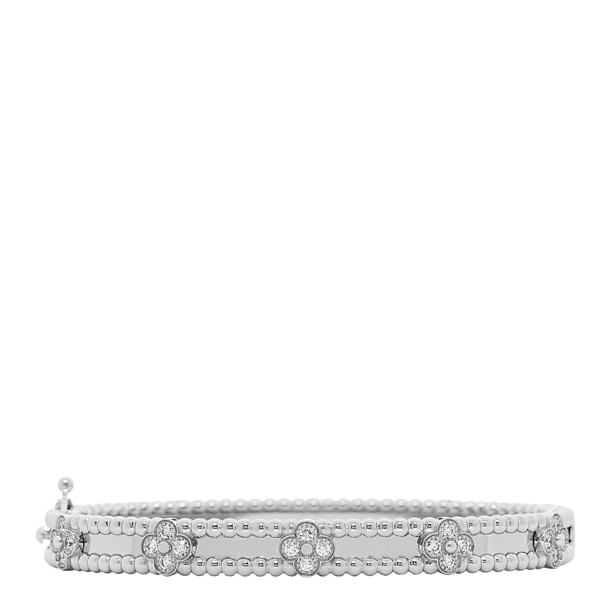 18K White Gold Diamond Perlee Sweet Clovers Bracelet XS