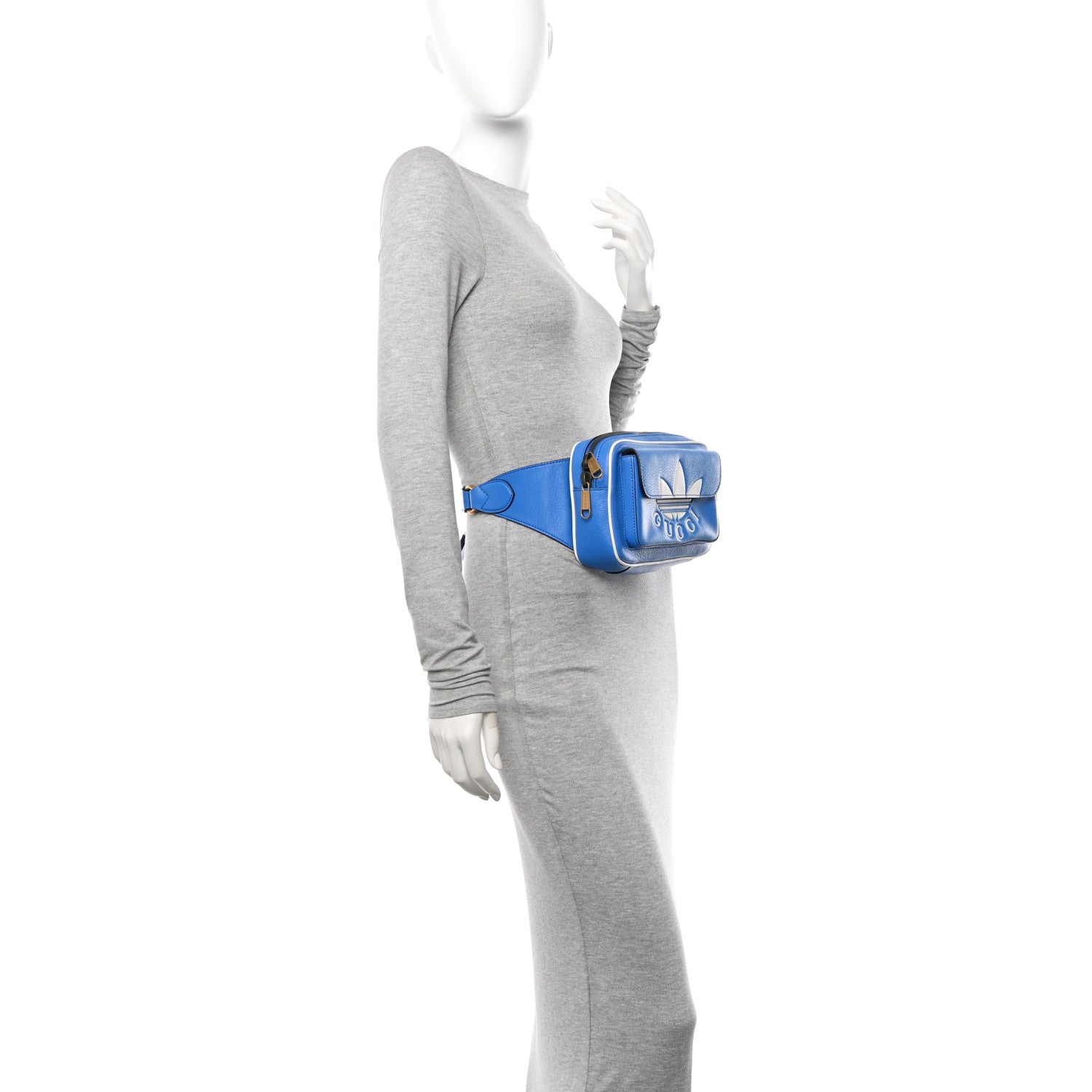 Gucci X ADIDAS Textured Dollar Calfskin Belt Bag Blue 2 of 10