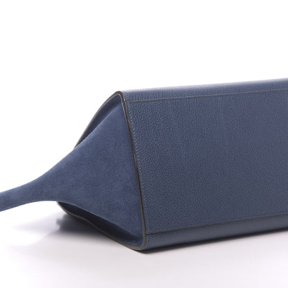 Celine Drummed Calfskin Suede Small Trapeze Ocean Blue 11 of 12