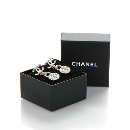 Chanel Baguette Crystal CC Drop Earrings Silver 5 of 5