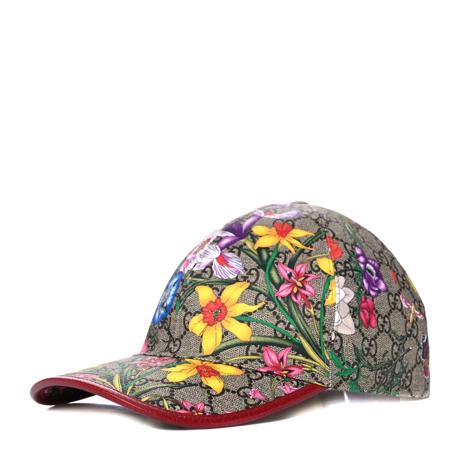 Gucci GG Supreme Flora Claudia Baseball Hat 59 XL Red 1 of 9