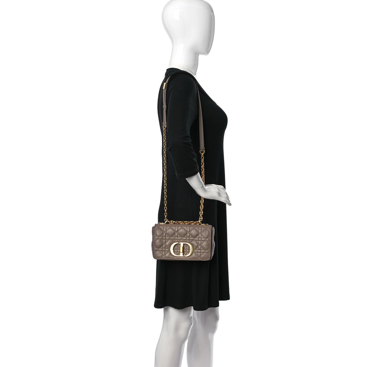Calfskin Cannage Small Caro Bag Taupe