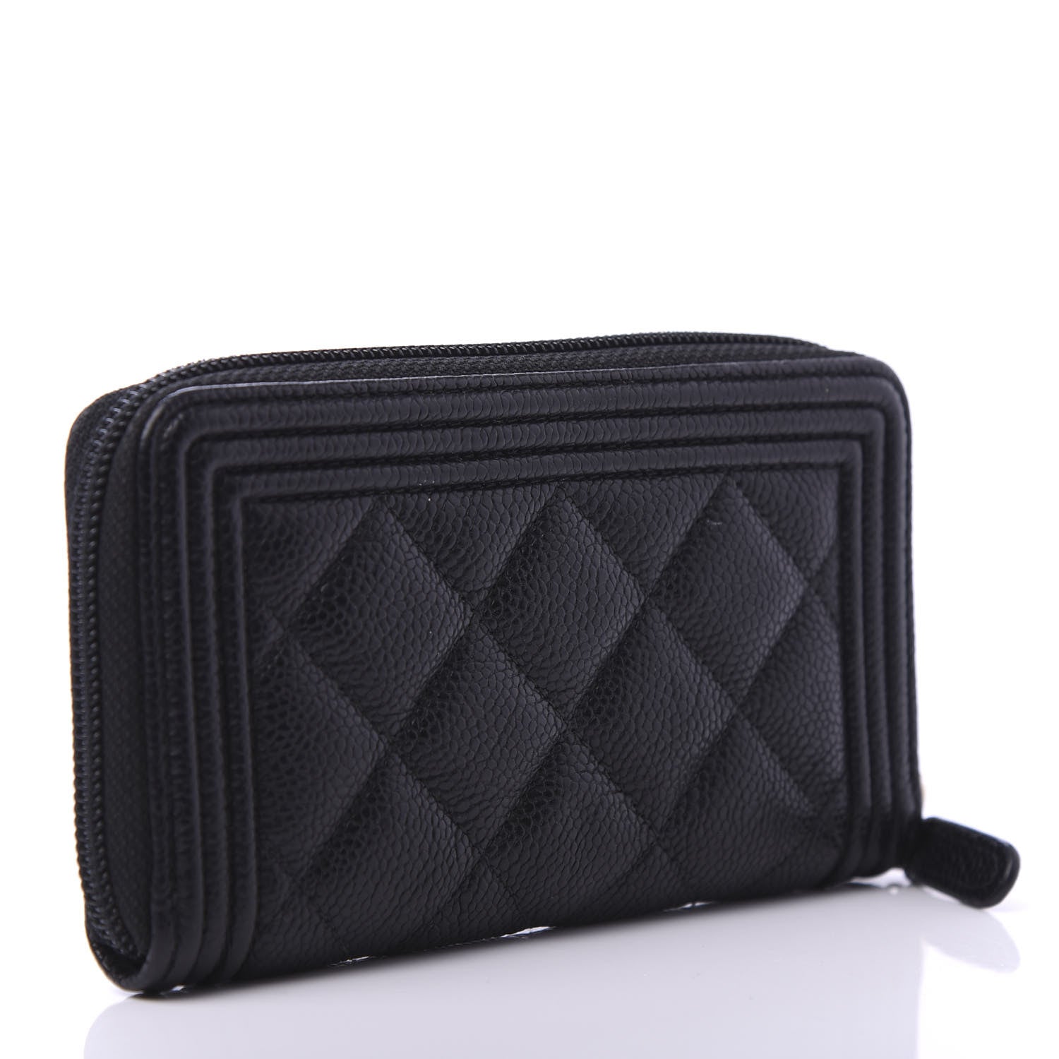 Chanel Caviar Quilted Small Boy Zip Around Wallet Black 3 of 12