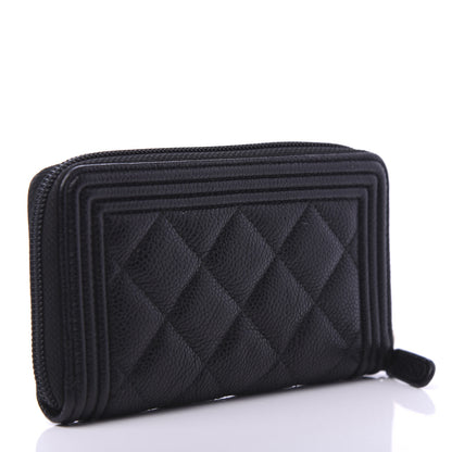 Chanel Caviar Quilted Small Boy Zip Around Wallet Black 3 of 12