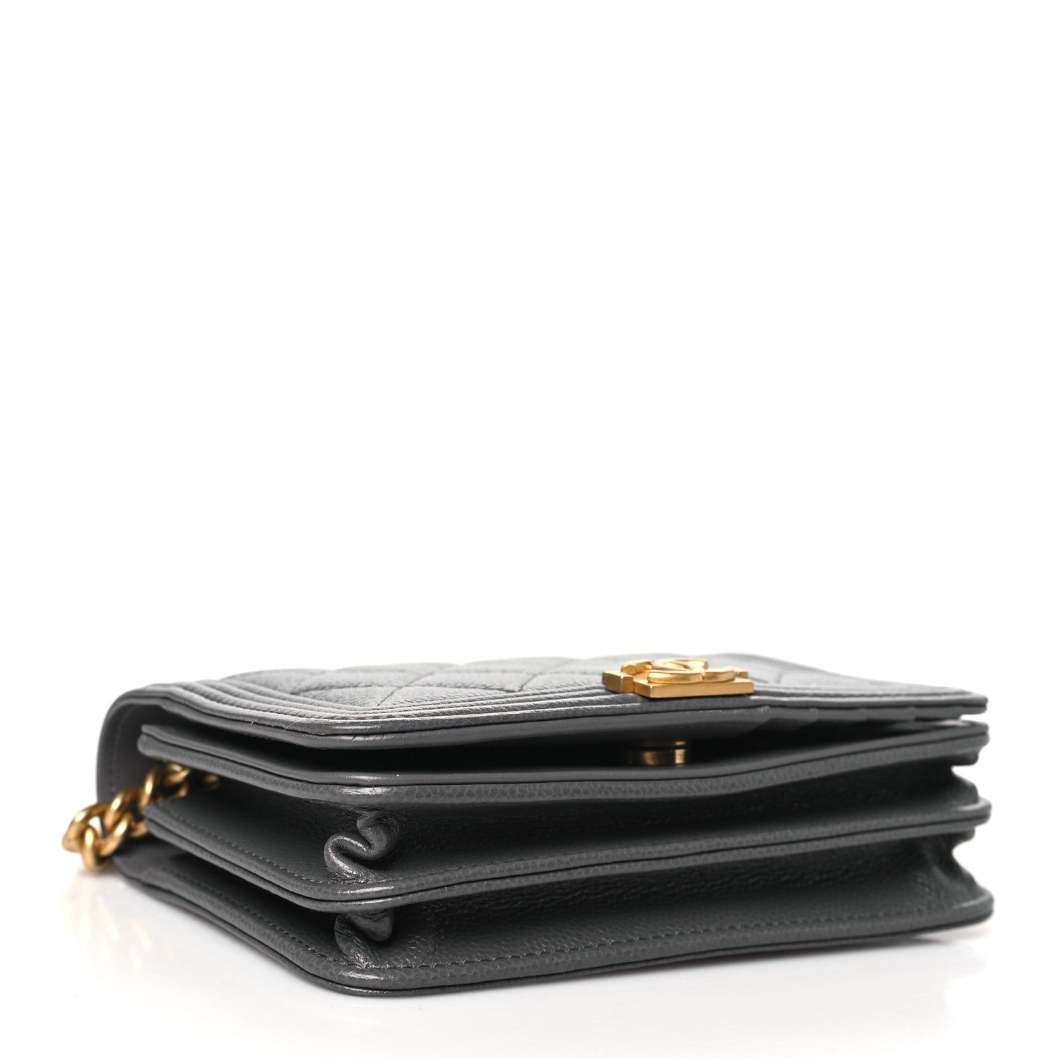 Chanel Caviar Quilted Mini Boy Wallet On Chain WOC Dark Gray 4 of 11