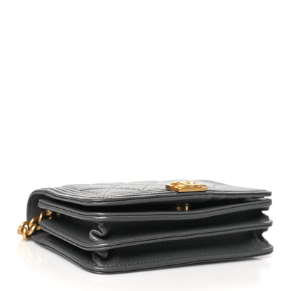 Chanel Caviar Quilted Mini Boy Wallet On Chain WOC Dark Gray 4 of 11