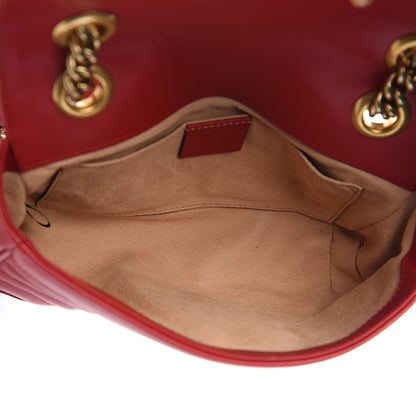 Gucci Calfskin Matelasse Mini GG Marmont Shoulder Bag Hibiscus Red 4 of 9