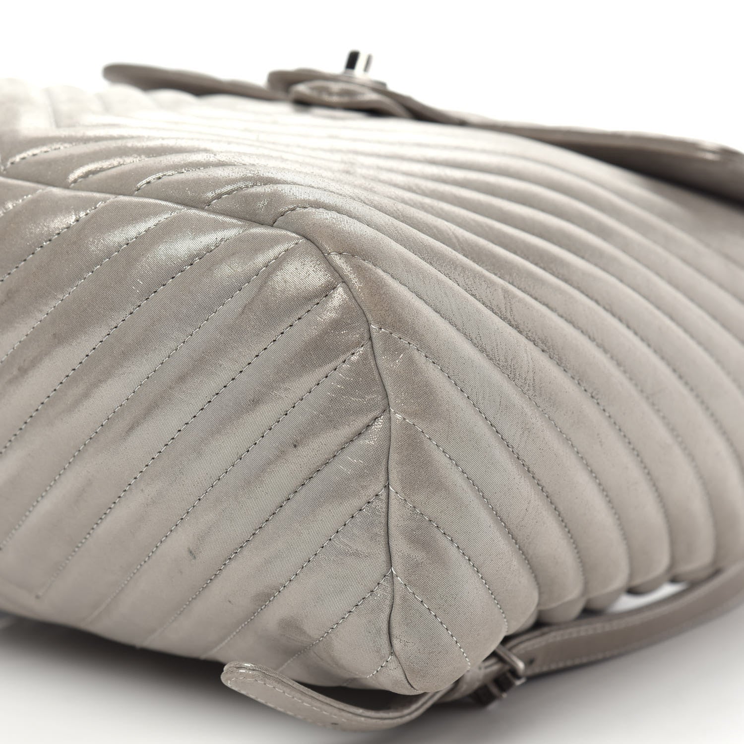 Chanel Metallic Calfskin Chevron Quilted Urban Spirit Backpack Silver 8 of 14