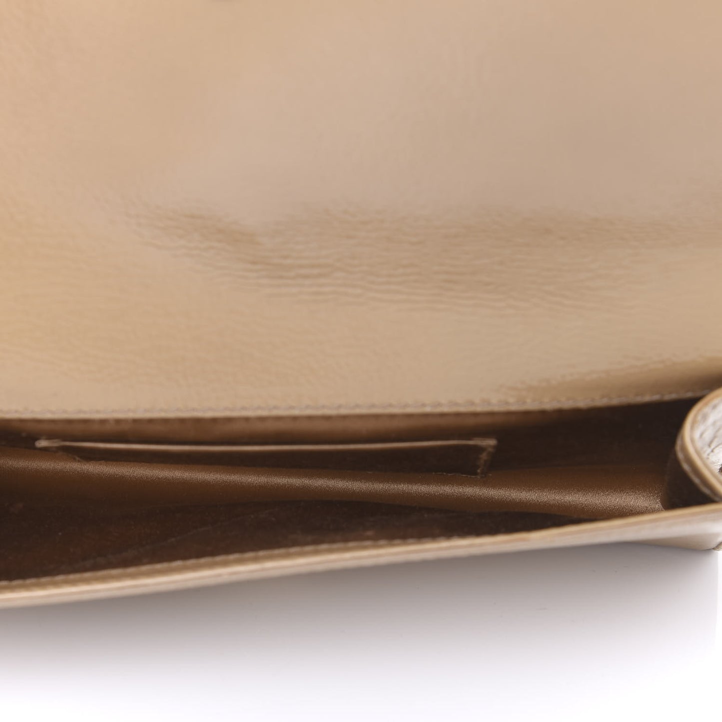 Textured Patent Calfskin Monogram Large Belle De Jour Clutch Beige