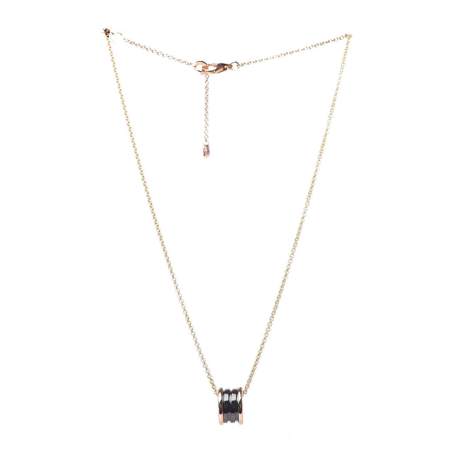 Bulgari 18K Rose Gold Black Ceramic B.Zero1 Pendant Necklace 3 of 6