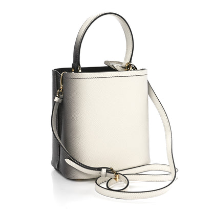 Prada Saffiano Cuir Small Panier Bucket Bag White Sfumato 2 of 9