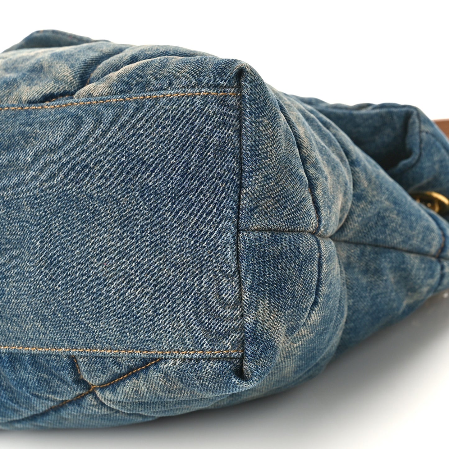 Denim Quilted Toy Loulou Puffer Monogram Chain Satchel Blue Cinnamon