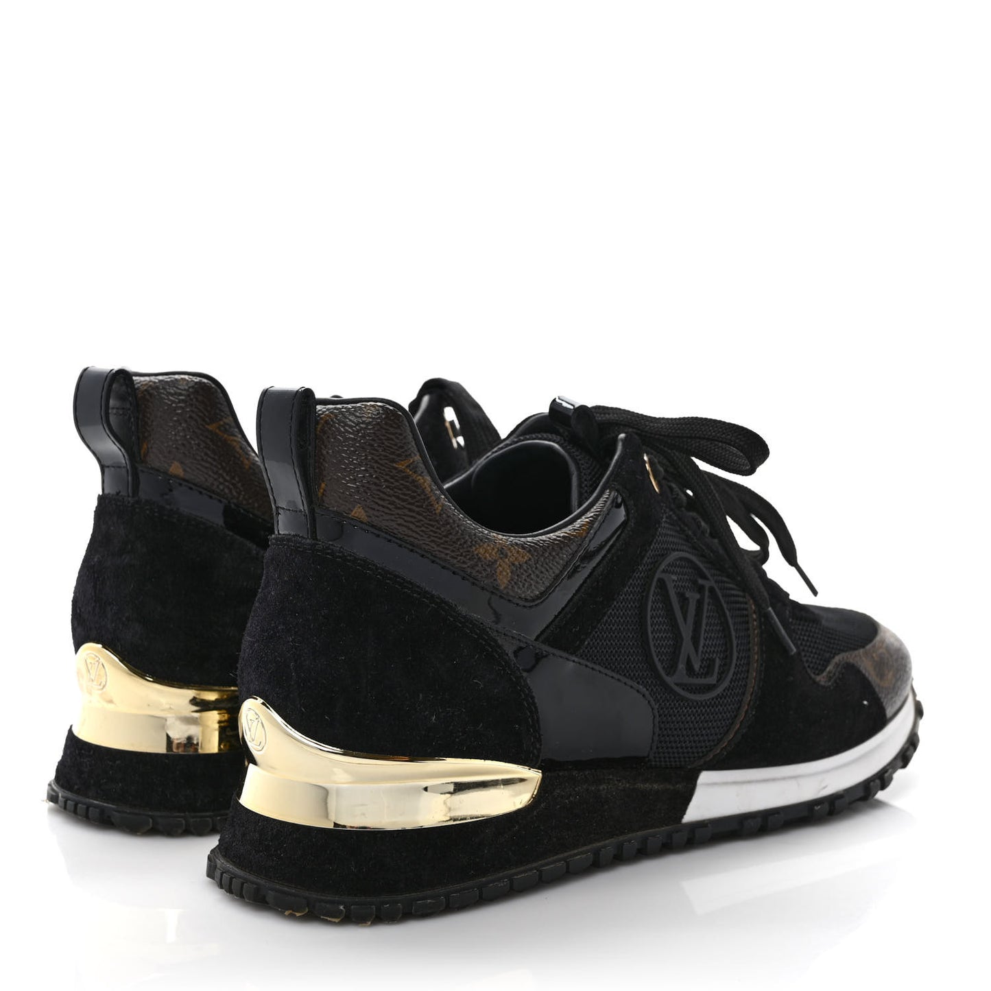 Suede Monogram Run Away Sneakers 37.5 Black