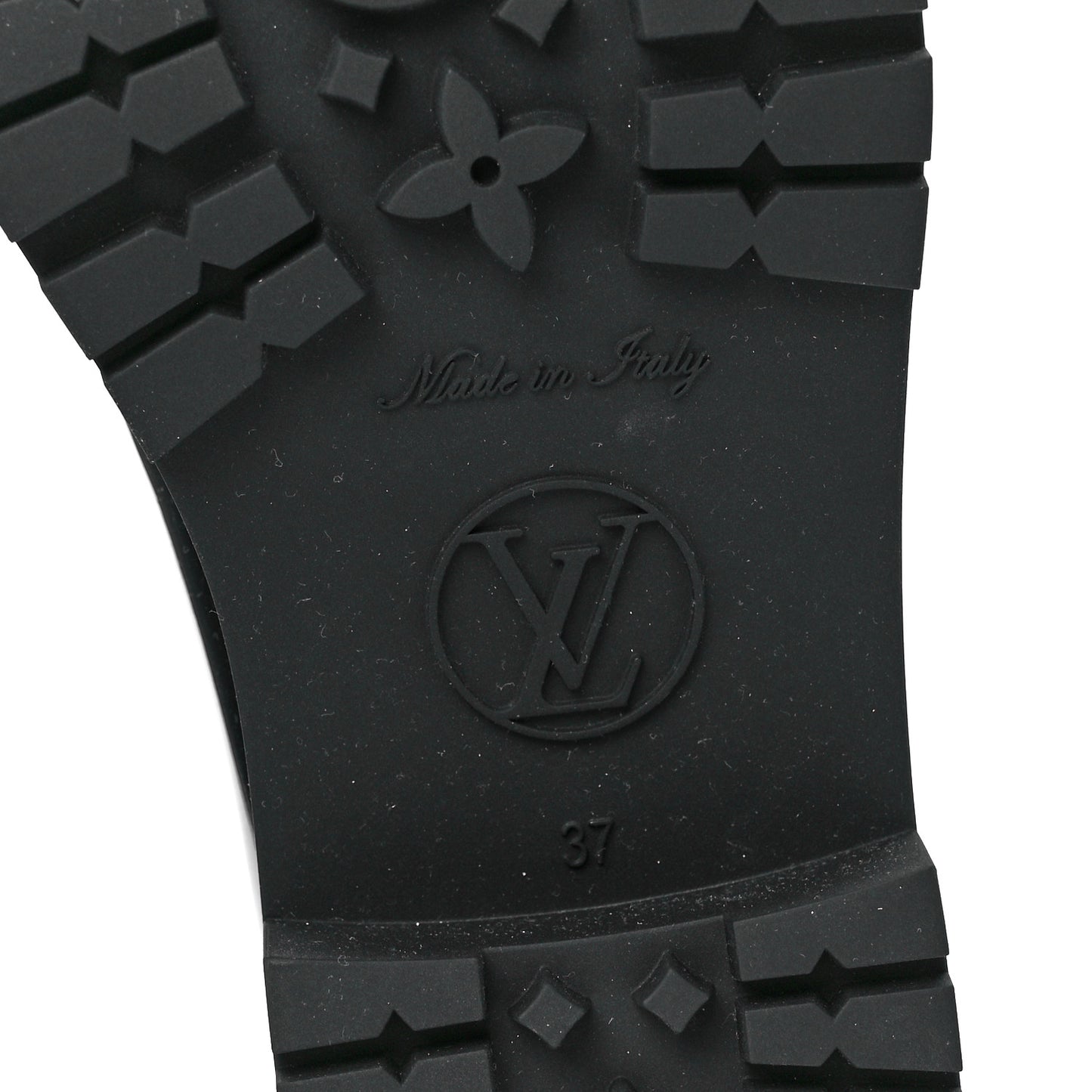 Rubber Embossed Monogram Drops Flat Half Boots 37 Black