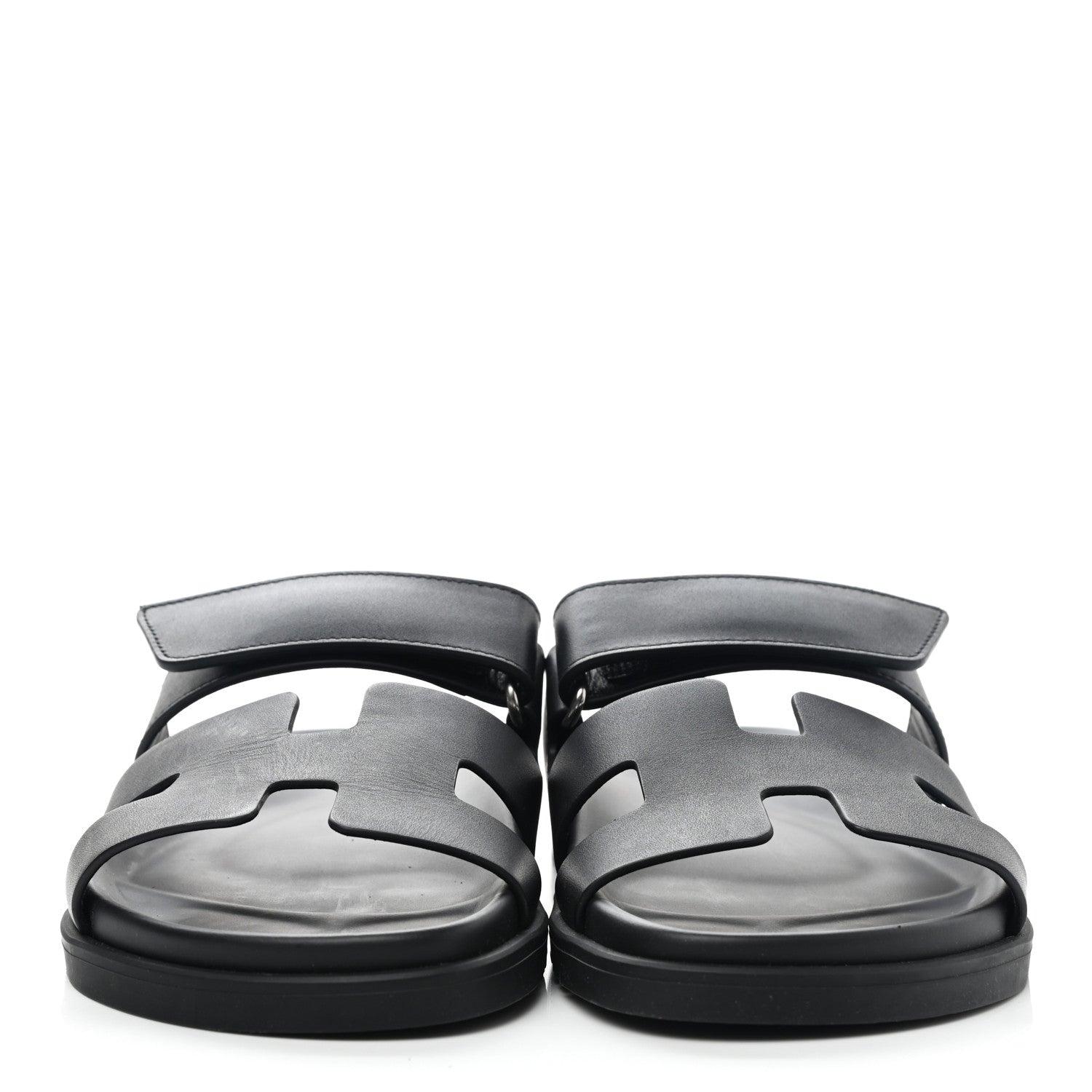 Hermes Calfskin Womens Chypre Sandals 36.5 Black 2 of 9