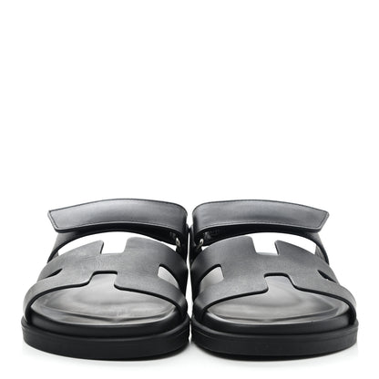 Hermes Calfskin Womens Chypre Sandals 36.5 Black 2 of 9