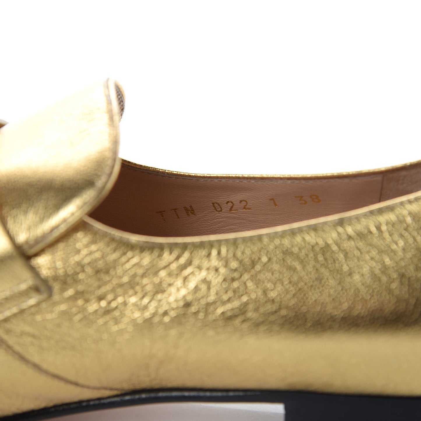Metallic Calfskin Rockstud Loafers 38 Deep Gold