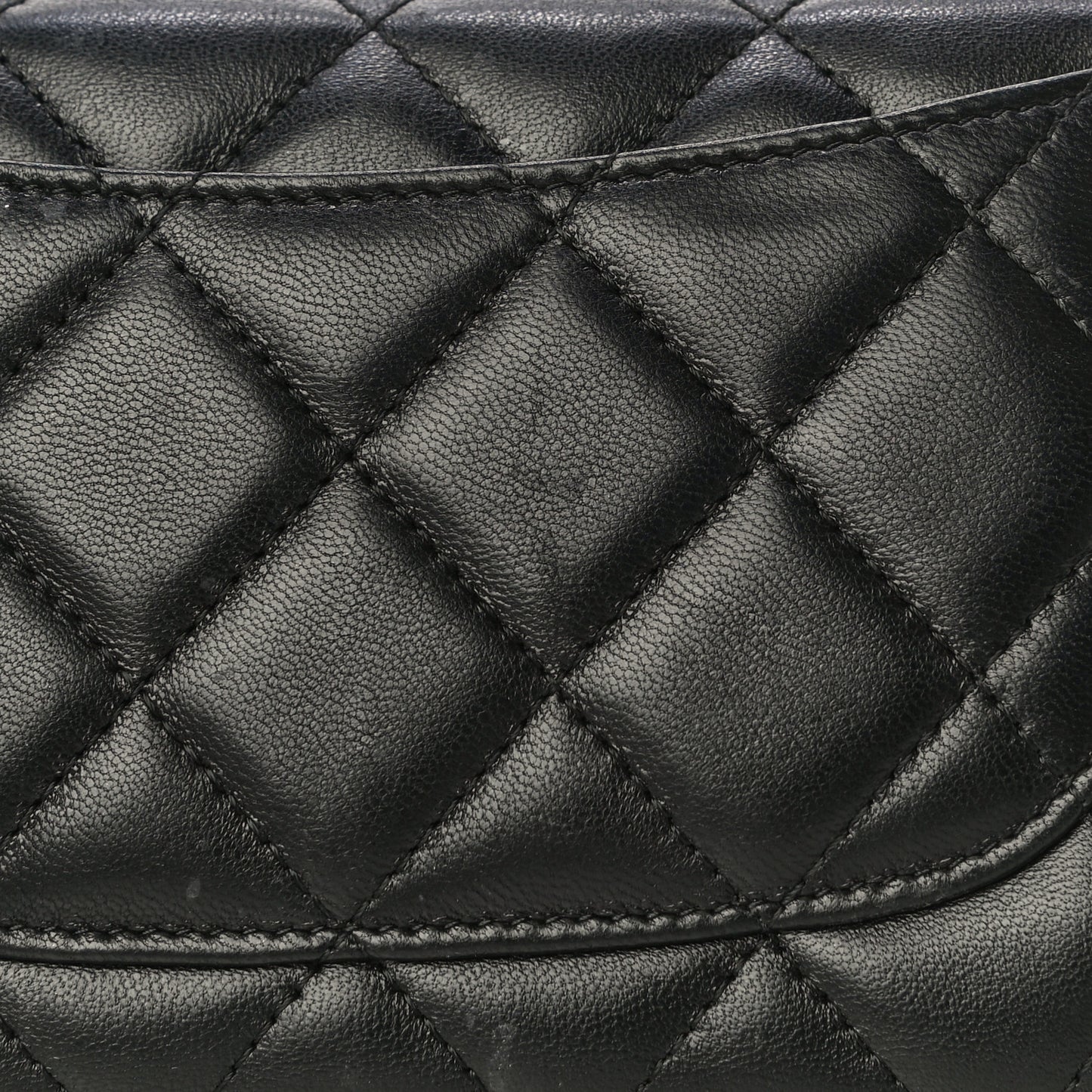 Lambskin Quilted Large Gusset Flap Wallet Black